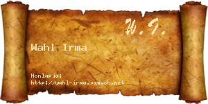 Wahl Irma névjegykártya